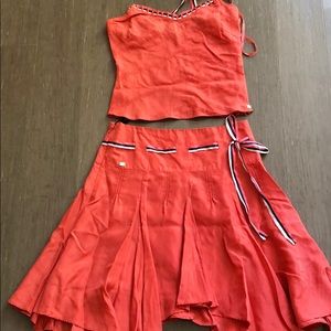 Top and skirt with ribbons